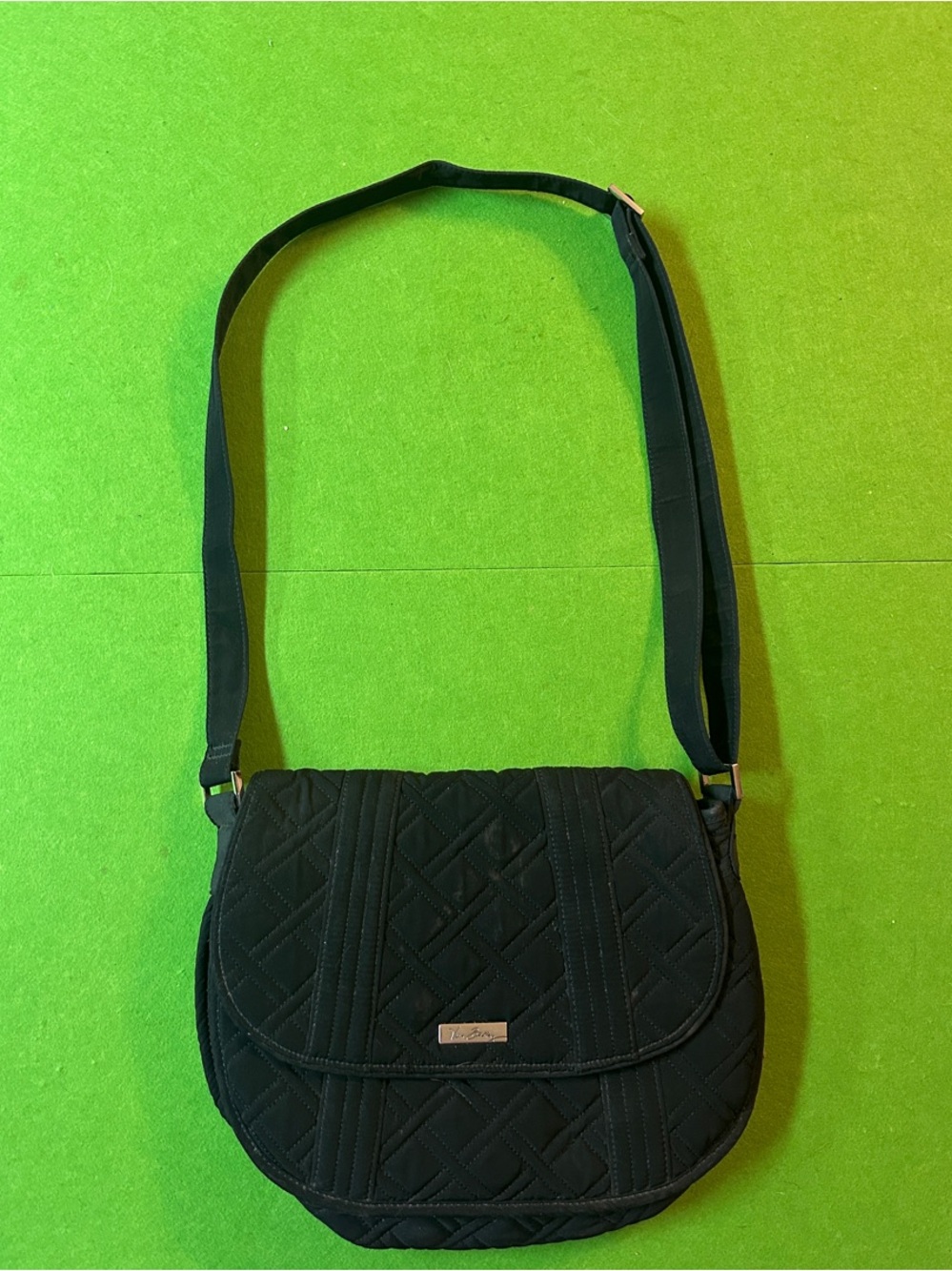 Vera Bradley Med Quilted Crossbody Shoulder Bag in Black Adjustable